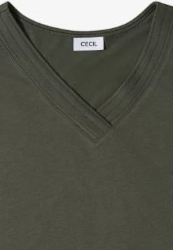 Shirt met korte mouwen en V-hals in effen kleur
