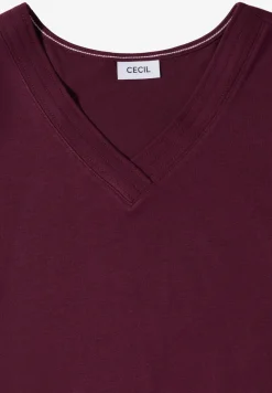 Shirt met korte mouwen en V-hals in effen kleur