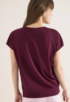 Shirt met korte mouwen en V-hals in effen kleur