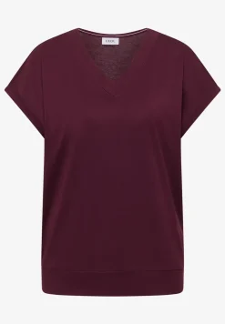 Shirt met korte mouwen en V-hals in effen kleur