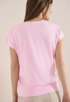 Shirt met korte mouwen en V-hals in effen kleur