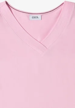 Shirt met korte mouwen en V-hals in effen kleur
