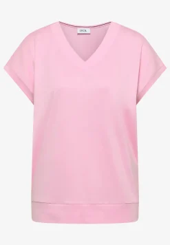 Shirt met korte mouwen en V-hals in effen kleur