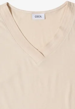 Shirt met korte mouwen en V-hals in effen kleur