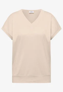 Shirt met korte mouwen en V-hals in effen kleur
