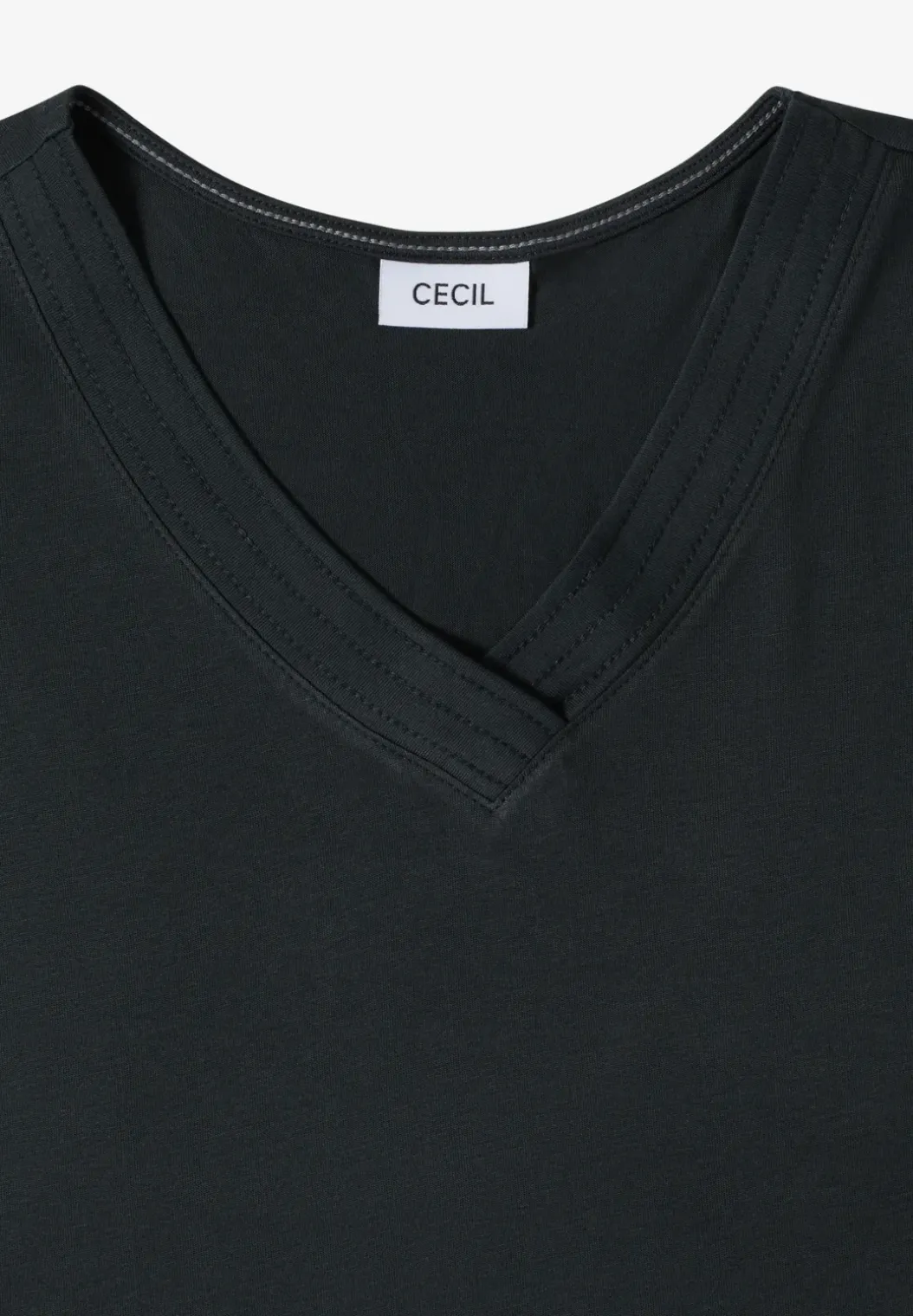 Shirt met korte mouwen en V-hals in effen kleur