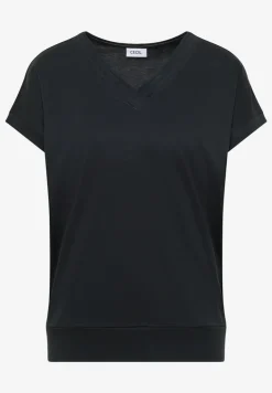 Shirt met korte mouwen en V-hals in effen kleur