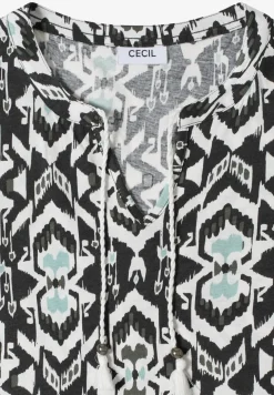 Shirt met korte mouwen, gespleten hals en print
