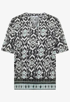 Shirt met korte mouwen, gespleten hals en print