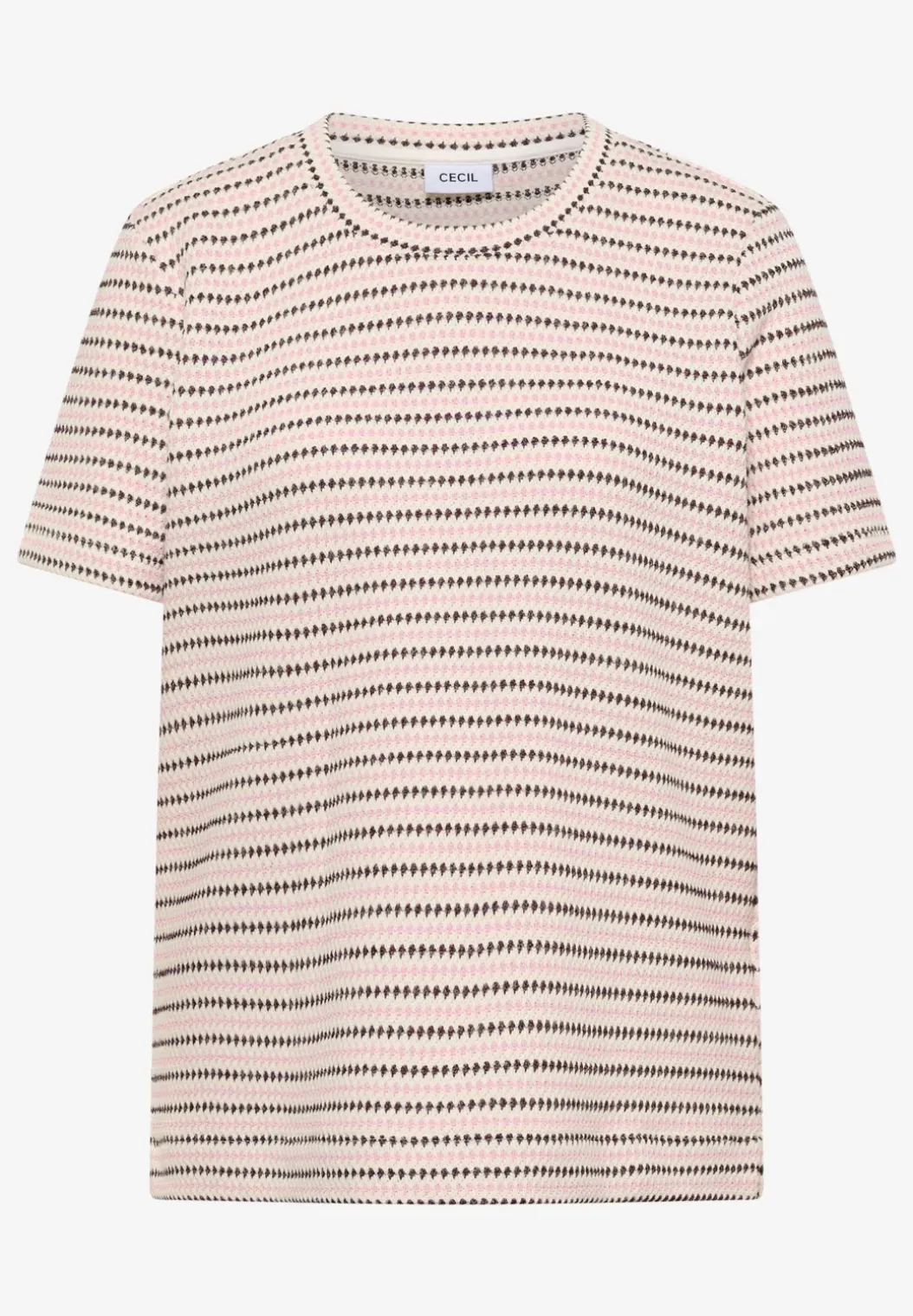 Shirt met korte mouwen, ronde hals en structuur
