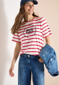 Shirt met korte mouwen, ronde hals en strepen