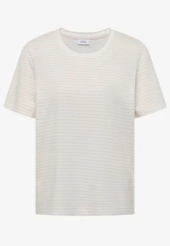 Shirt met korte mouwen, ronde hals en strepen