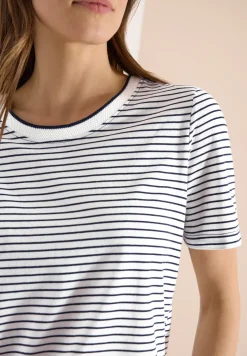 Shirt met korte mouwen, ronde hals en strepen