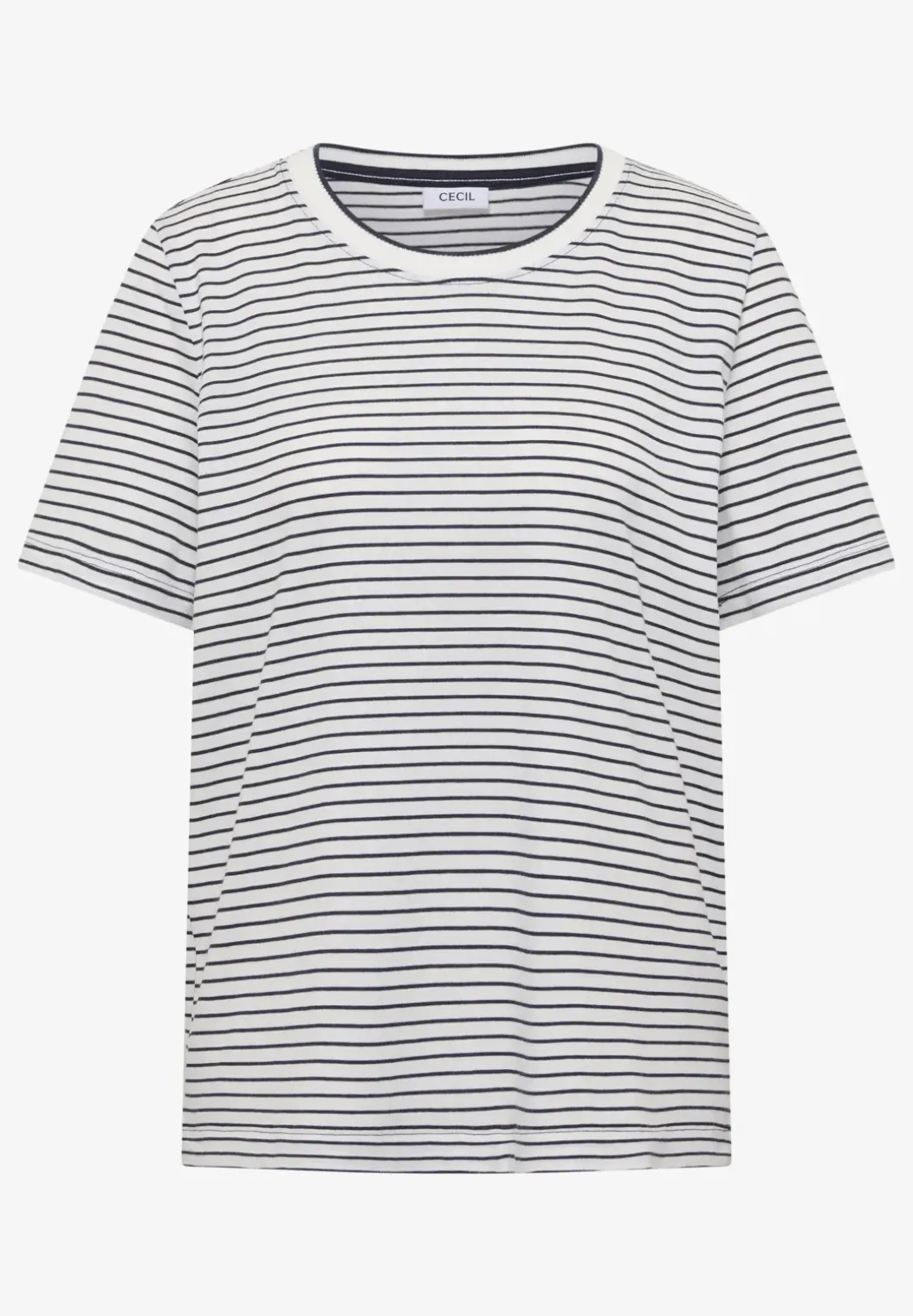 Shirt met korte mouwen, ronde hals en strepen