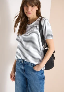Shirt met korte mouwen, ronde hals en strepen