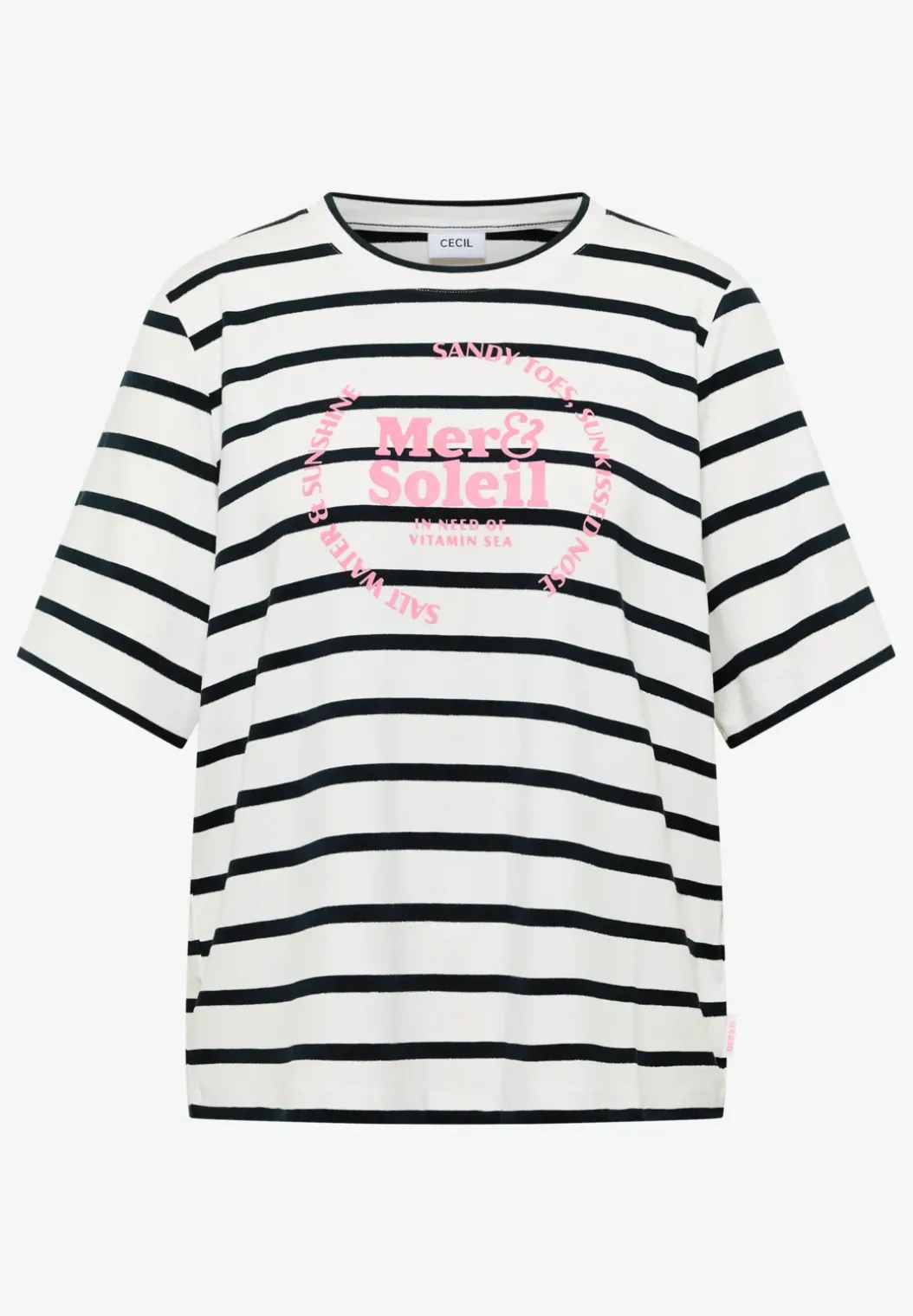 Shirt met korte mouwen, ronde hals en strepen