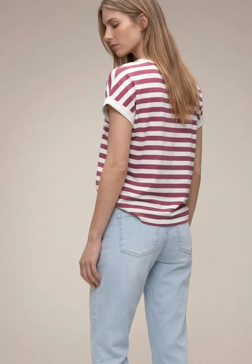 Shirt met losse schouders en strepen