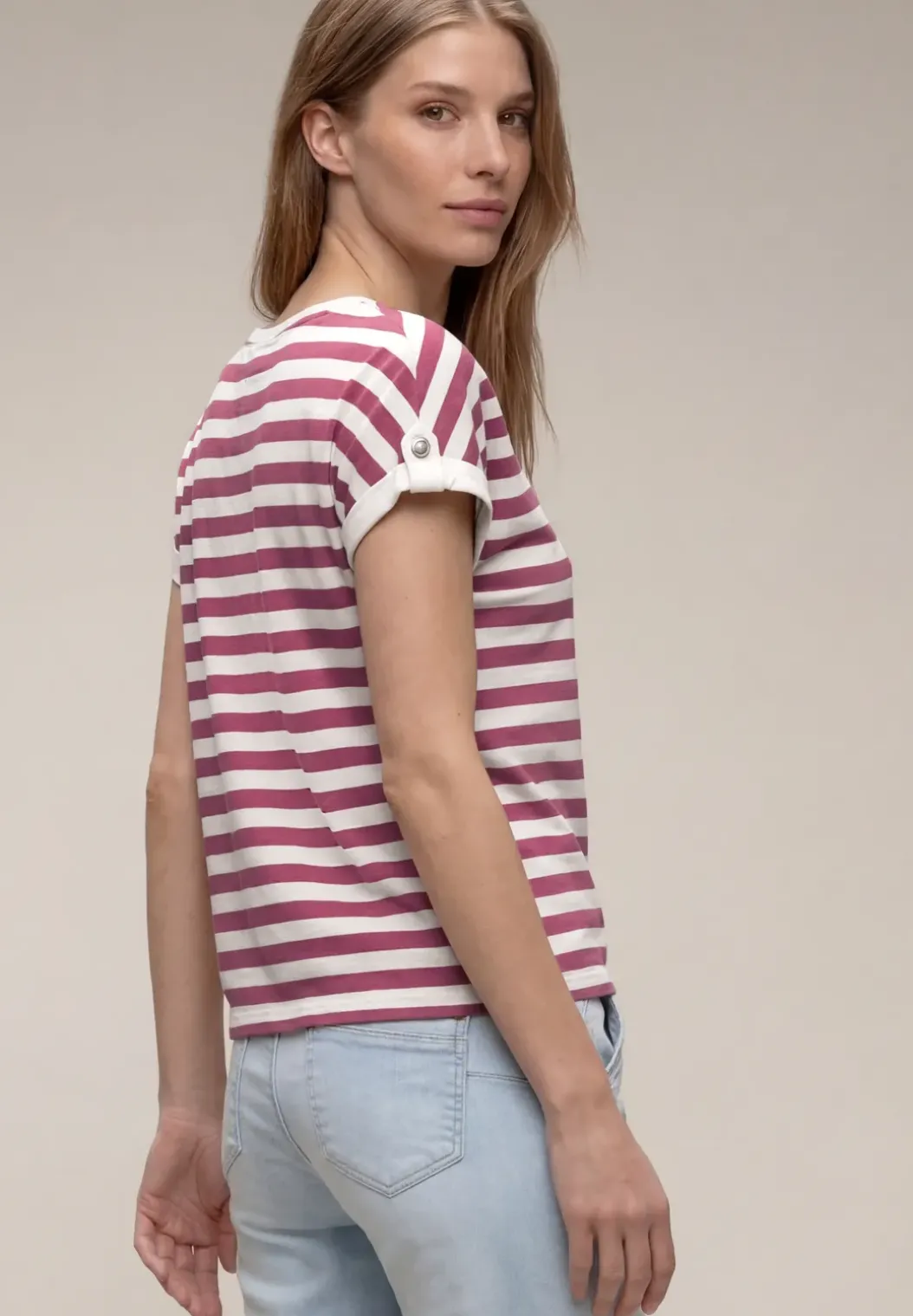 Shirt met losse schouders en strepen