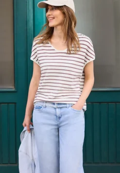 Shirt met losse schouders en strepen