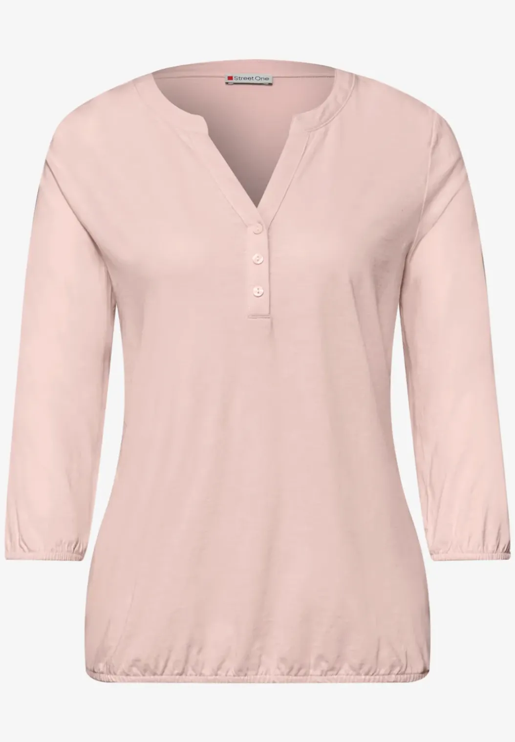 Shirt met 3/4-mouwen, split neck en knopen