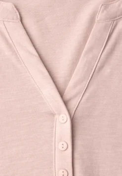 Shirt met 3/4-mouwen, split neck en knopen