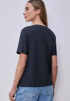 Shirt met overhangende schouders en geribd detail
