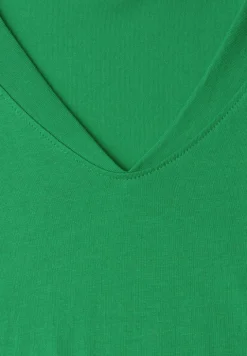 Shirt met overhangende schouders en V-hals