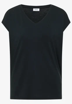 Shirt met overhangende schouders en V-hals