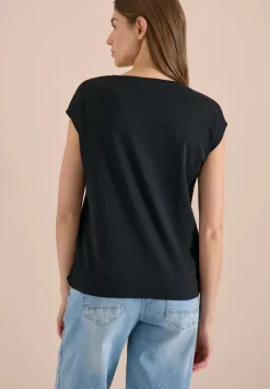 Shirt met overhangende schouders en V-hals