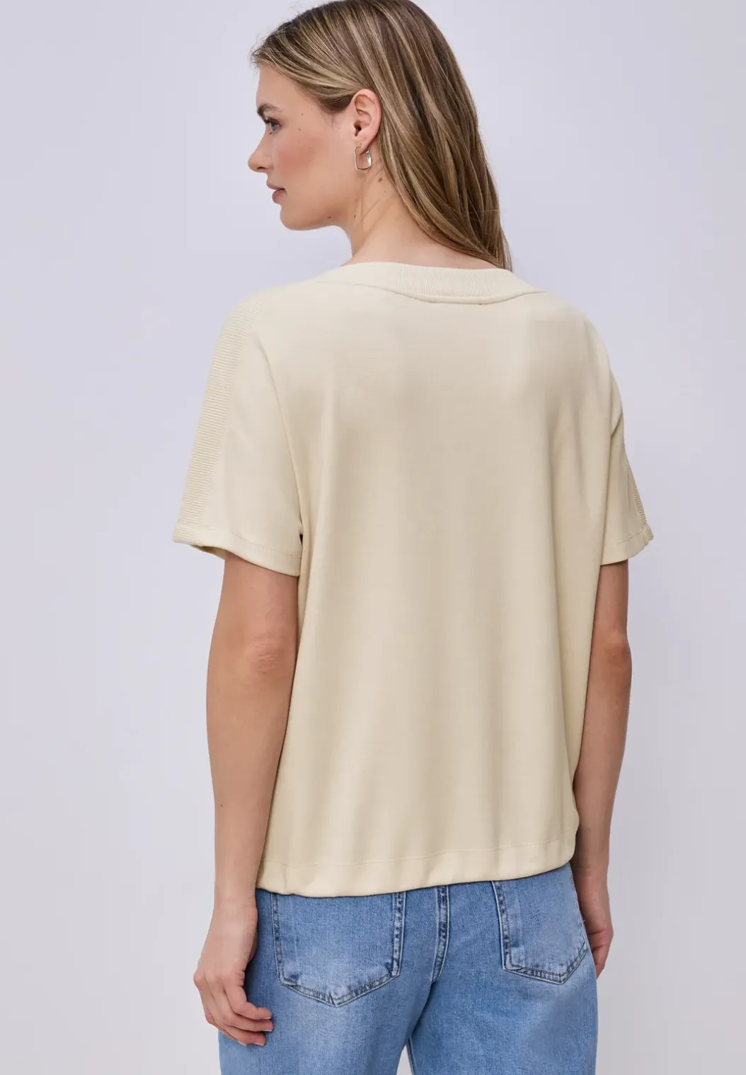 Shirt met overhangende schouders en geribd detail