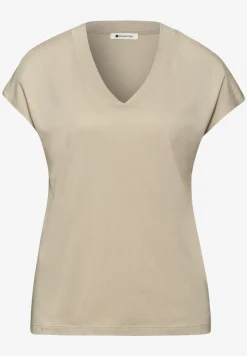 Shirt met overhangende schouders en V-hals