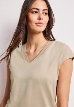 Shirt met overhangende schouders en V-hals