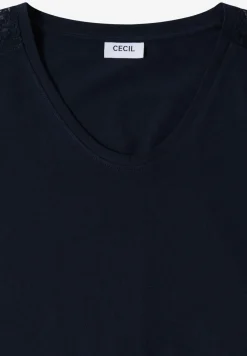 Shirt met overhangende schouders en kanten details