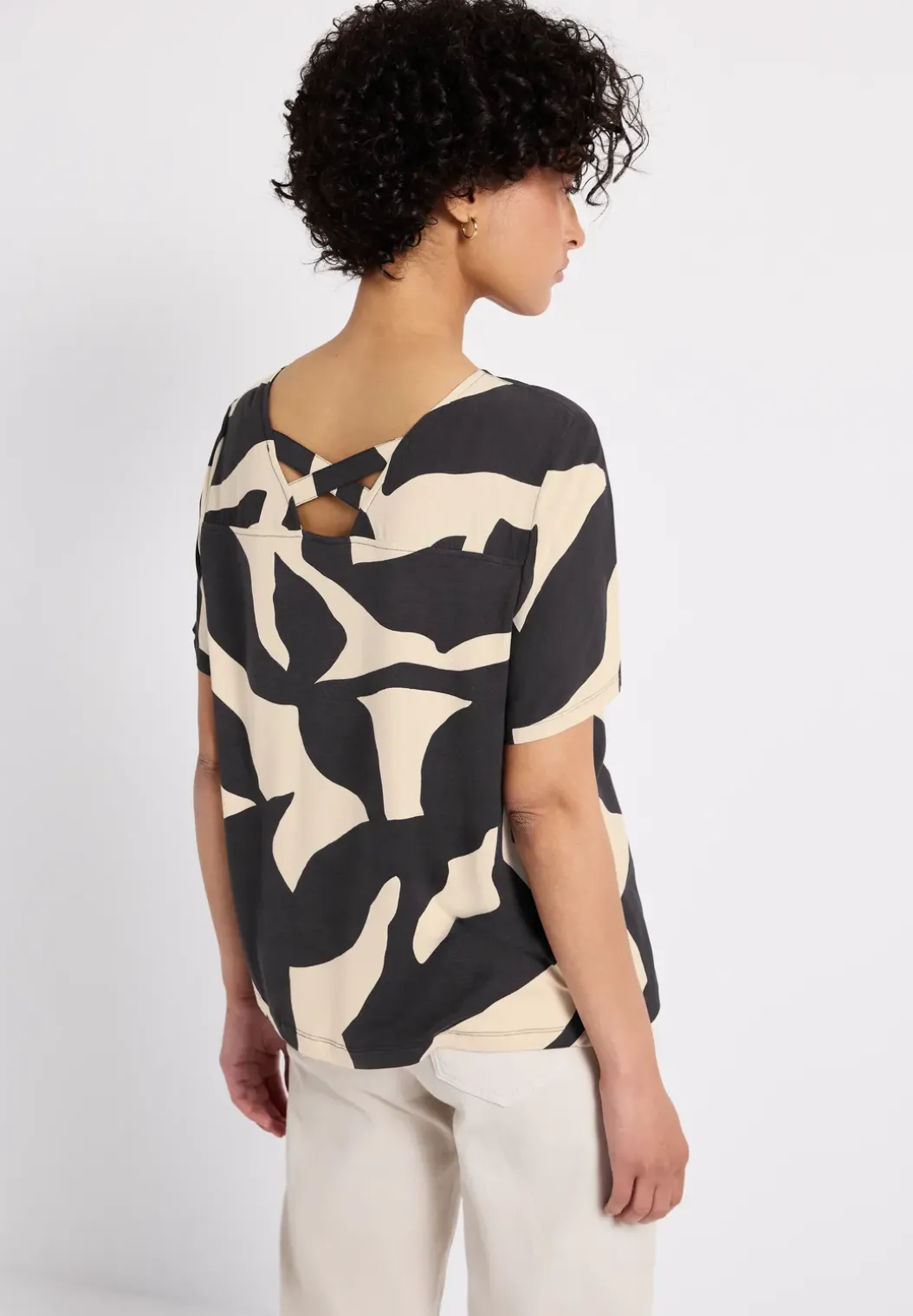 Shirt met print en lintdetail