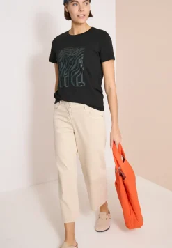 Shirt met ronde hals en foliedruk