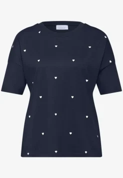 Shirt met ronde hals en hartjesprint
