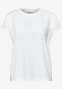 Shirt met ronde hals en kanten zakje