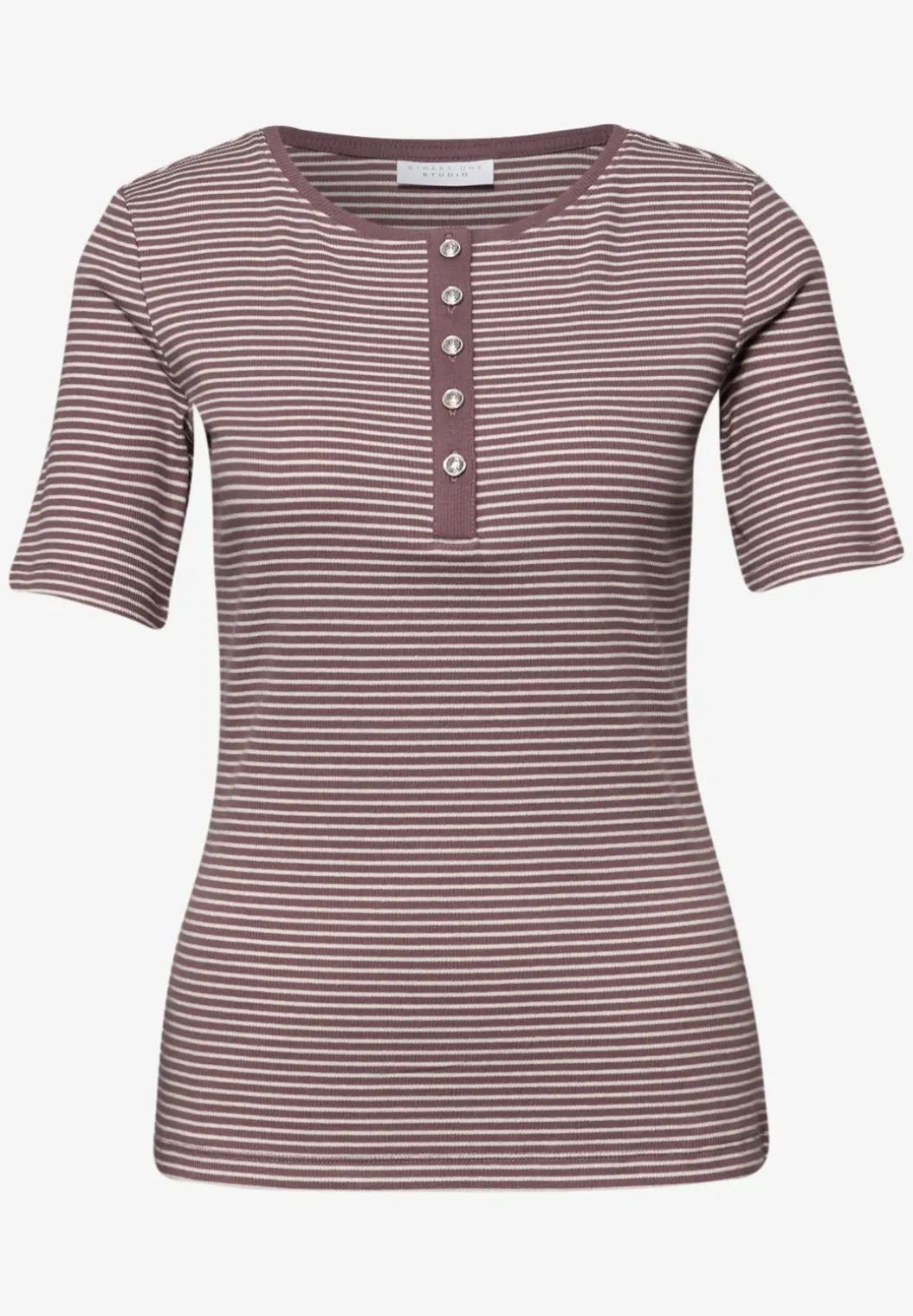Shirt met ronde hals en knopen
