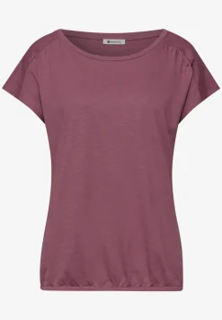 Shirt met ronde hals en rimpels