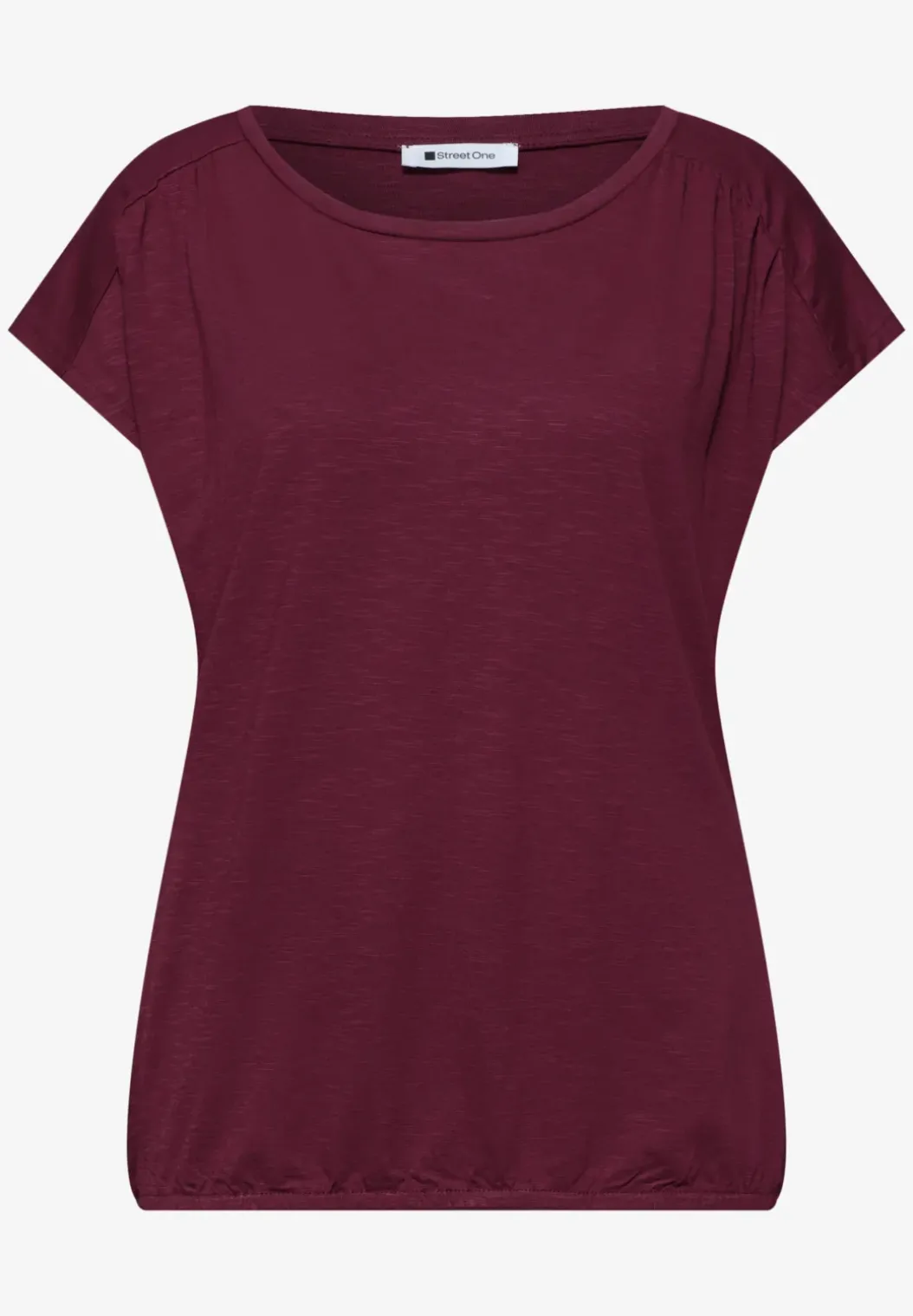 Shirt met ronde hals en rimpels