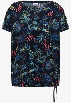Shirt met ronde hals en rimpels