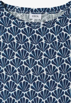 Shirt met ronde hals en schelpjesprint