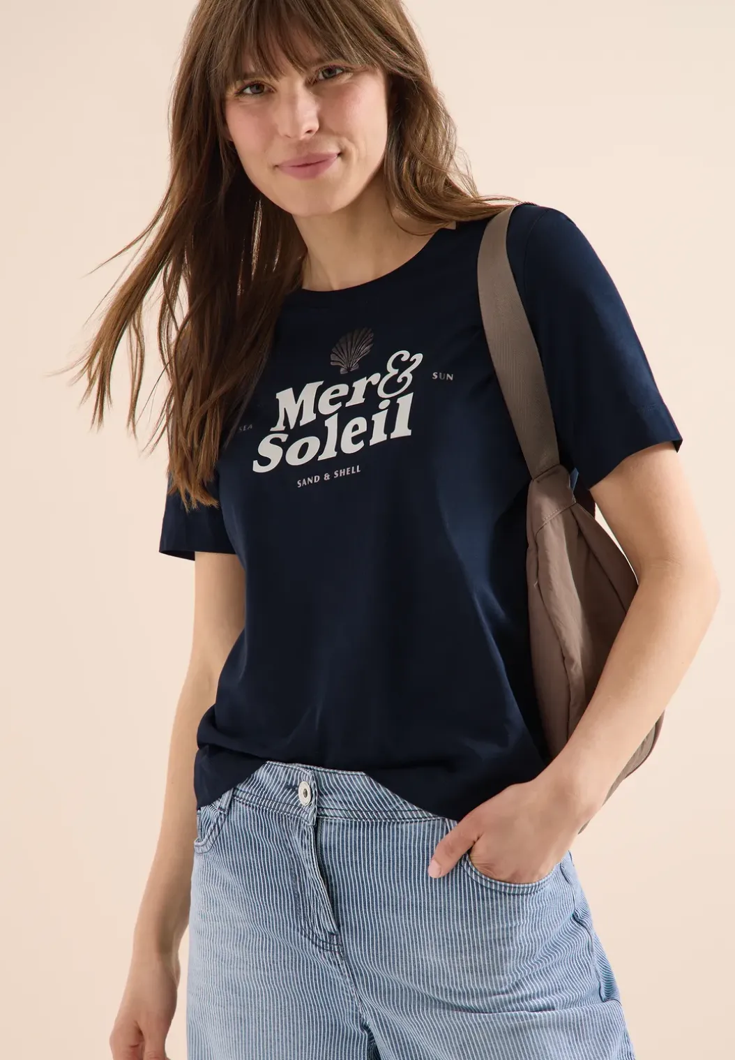 Shirt met ronde hals en tekst