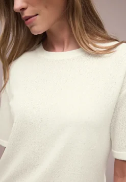 Shirt met ronde hals in gebreide look