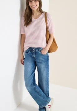 Shirt met ronde V-hals