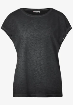 Shirt met studs in gewassen look