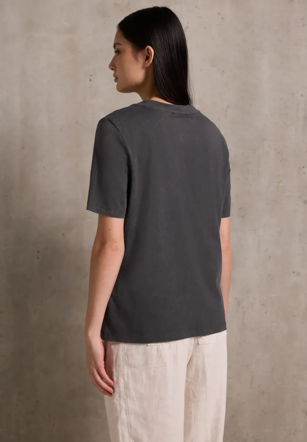 Shirt met verwassen look en print