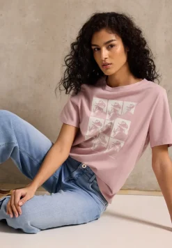 Shirt met verwassen look en print