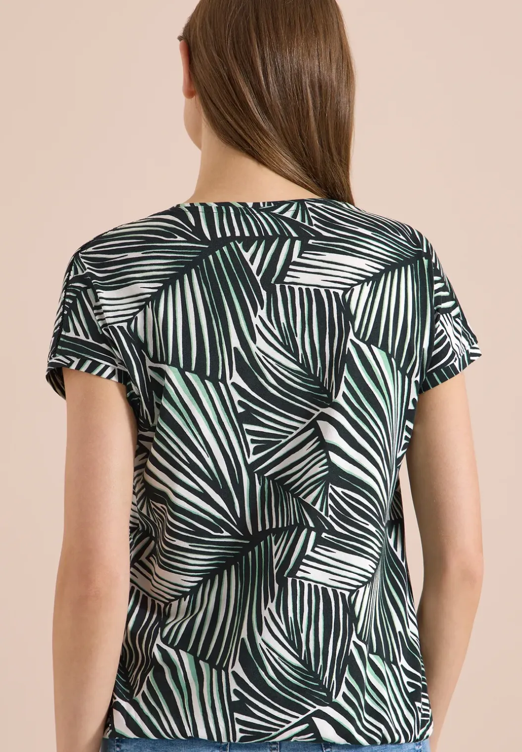 Shirt met V-hals en kanten detail