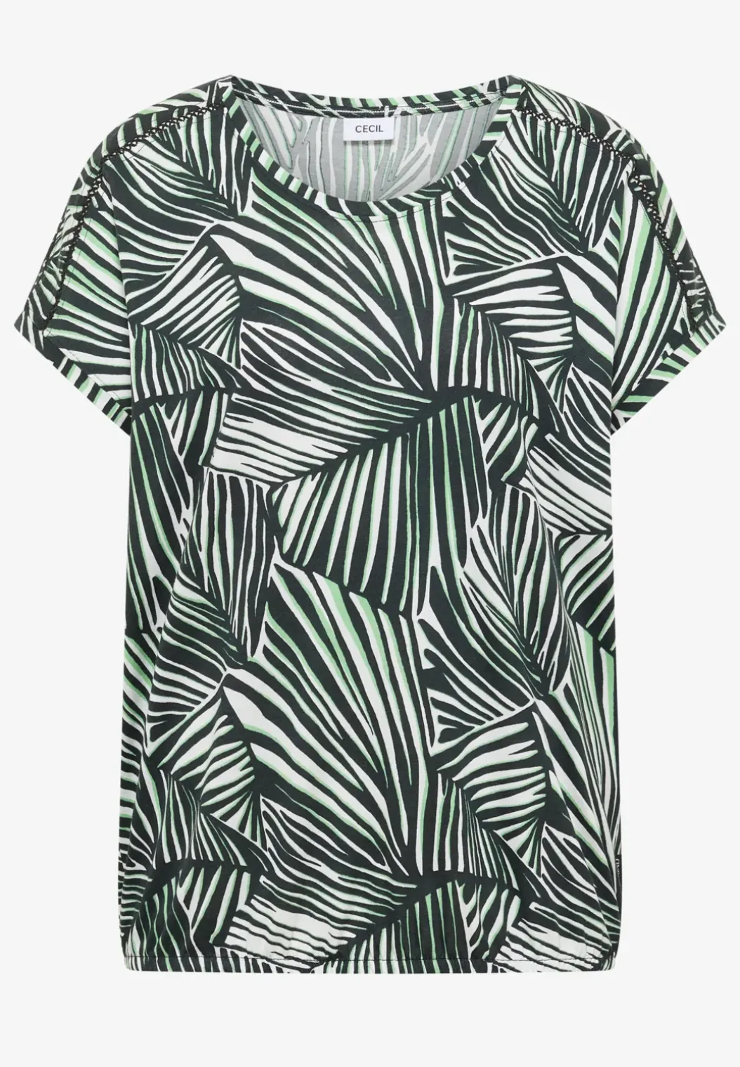 Shirt met V-hals en kanten detail